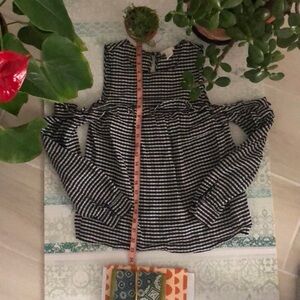 Cold shoulder plaid blouse